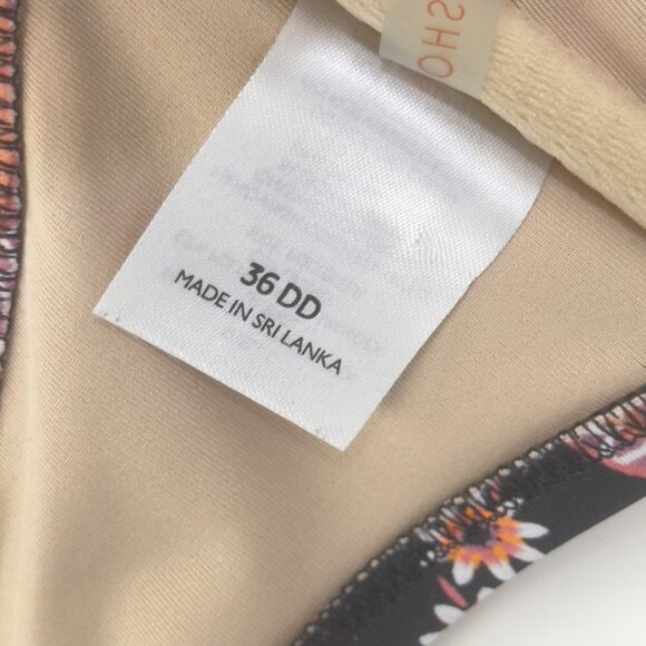 Shade & Shore  Womens Black Paisley Bikini Top With Tie Front Size 36DD - Picture 6 of 11